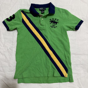 Ralph Lauren Shirt Kids size 7 Green Short Sleeve Polo cotton Big crest